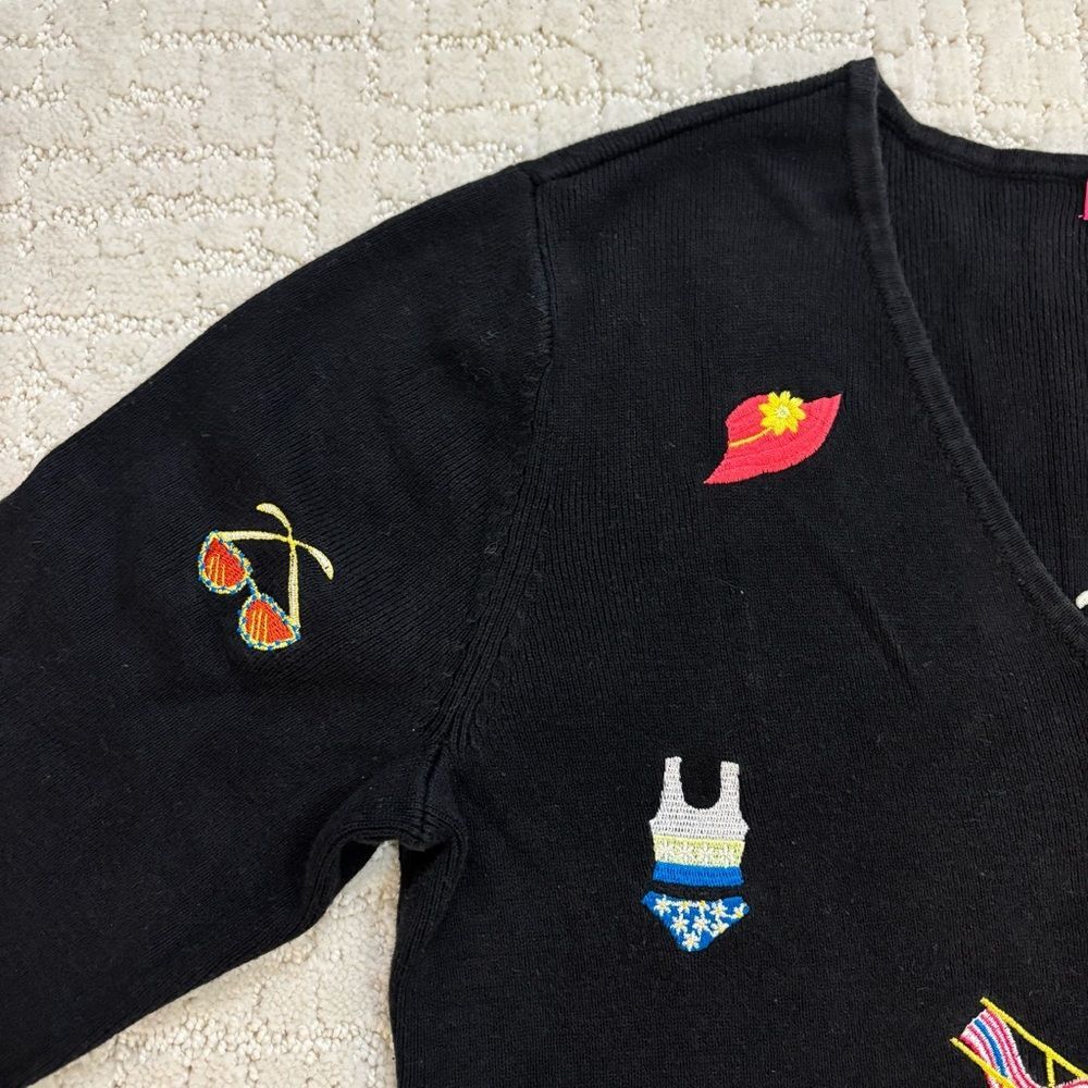 Vintage Alexandra Bartlett Sweater Women's Sz L Black Summer Beach Preppy Casual - Picture 5 of 12